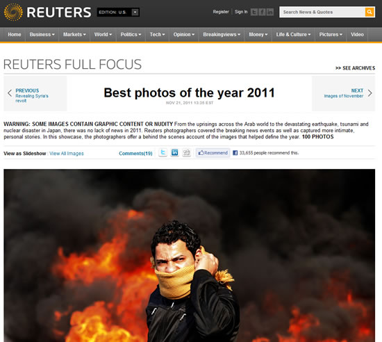 Reuters nos muestra las 100 fotos más impresionantes de 2011