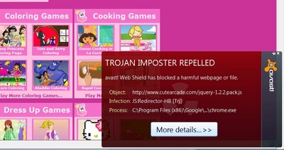 Virus que se esconden en sitios web con mini-juegos para niños 1