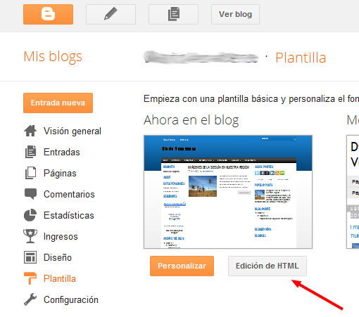 Cómo editar el html de la plantilla de Blogger 5