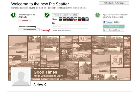 Personalizar tu portada de facebook con Pic Scatter 4