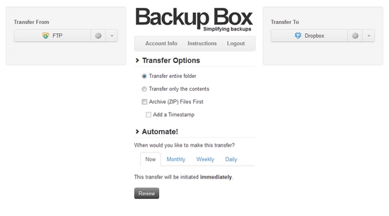 Backup Box, mover carpetas, ficheros entre servicios de la nube y usar ftp en Dropbox 1