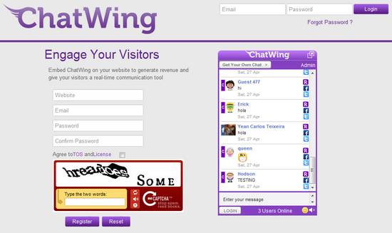 ChatWing, Chat gratis para cualquier sitio o blog que permite ganar dinero 1