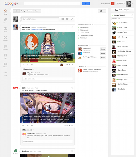 Google mejora el diseño de su red social Google+ 1