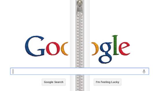 Un cierre/cremallera animado en el Doodle de Google de hoy en honor a Gideon Sundback 1