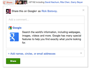 Google lanza el botón Share para compartir contenido de sitios web y blogs en Google+ 2