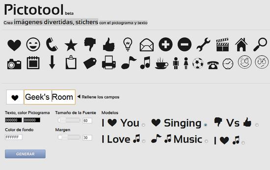 Pictotool, crea imágenes y pegatinas (stickers) con pictogramas y textos 1