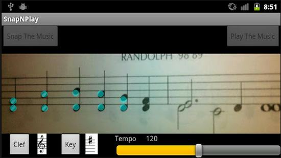 SnapPlay, aplicación para Android que escanea una partitura y reproduce la música 1