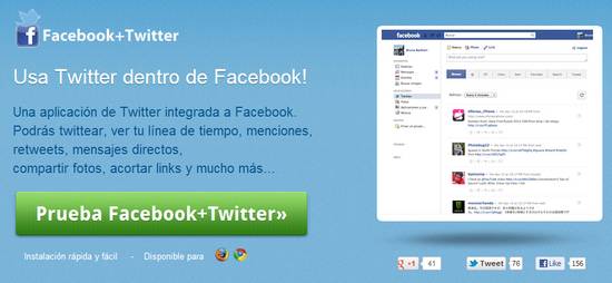 Facebook+Twitter, usa Twitter desde tu espacio en Facebook 1
