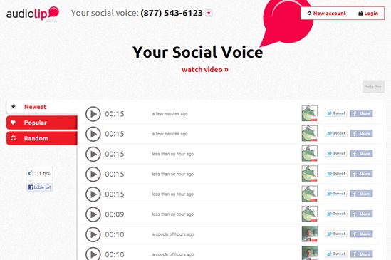 Audiolip, envía mensajes de voz a Twitter y Facebook 1