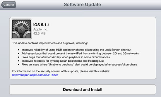 Apple lanza su versión iOS 5.1.1 para iPhone, iPad e iPod touch 1