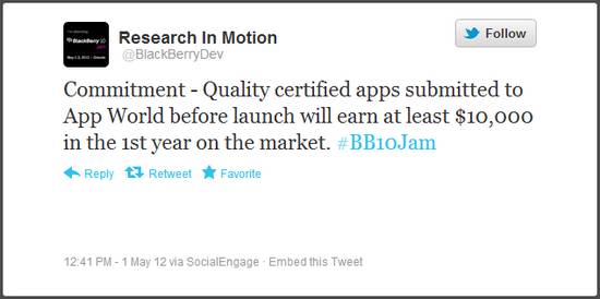 #BBWC: RIM asegura a los desarrolladores de apps para BB10 un mínimo de 10 mil dólares 1