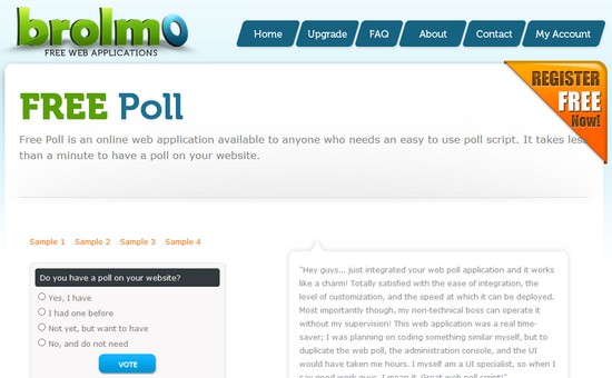 Brolmo Web Poll, encuestas en tu web o blog, rápidas, fácil y en español 1