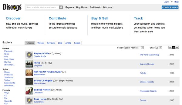 Discogs, base de datos para descubrir, compartir, comprar y vender música 1