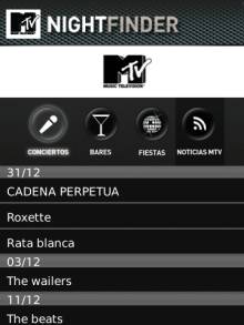 Instalá MTV Nightfinder en tu Blackberry y encontrá los mejores recitales 1
