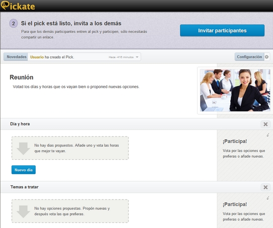 Pickate, servicio web en español para organizar planes en grupo 1