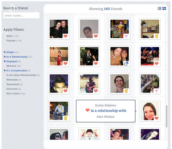 RelationBook te permite conocer la situación sentimental de todos tus amigos de Facebook 1