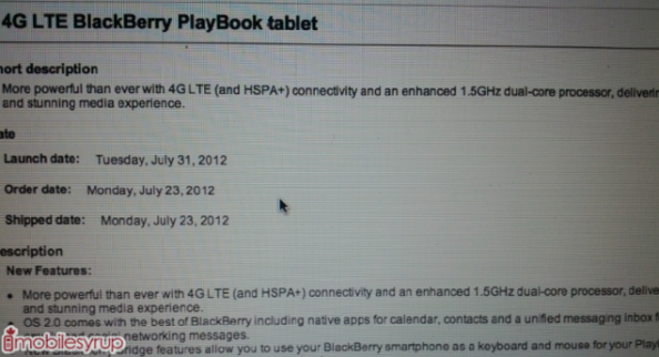 La semana que viene RIM lanzaría la versión de su tableta Blackberry Playbook con 4G 1