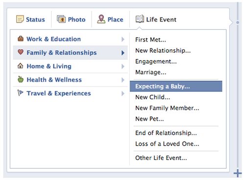 Facebook lanza nuevo Acontecimiento Importante para anunciar en el Timeline: Esperando un bebé 1