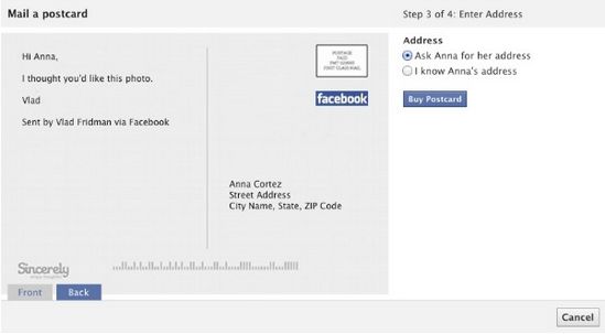 Facebook prueba nueva funcionalidad que permite enviar imágenes en tarjetas postales 2