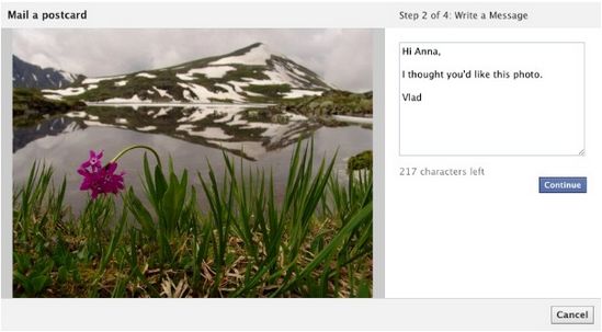 Facebook prueba nueva funcionalidad que permite enviar imágenes en tarjetas postales 1