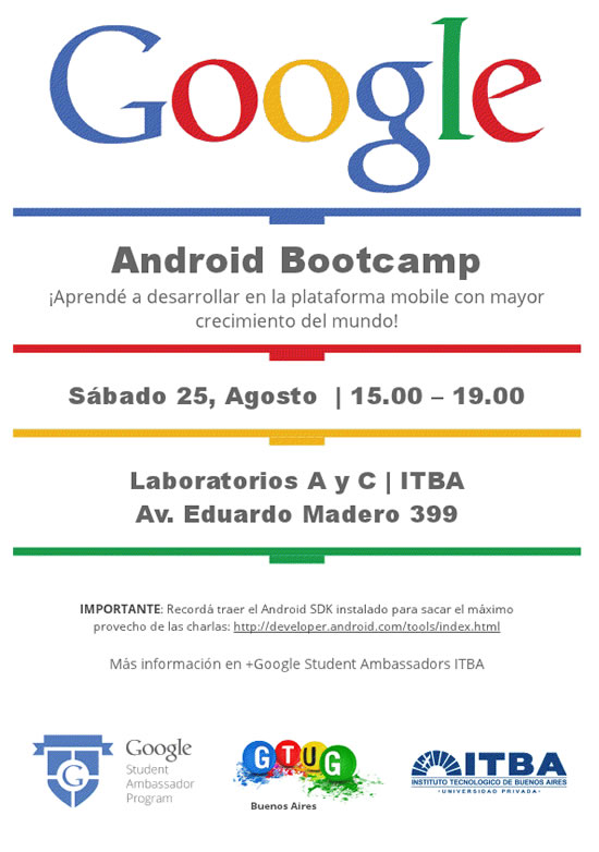 Aprende a programar en Android de la mano del Google BootCamp ITBA /Bue 1