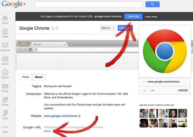 Google+ hoy comienza a ofrecer Vanity URL's 1