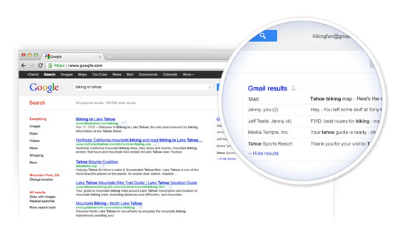 Google mostraría en tus búsquedas, resultados de tus mails de Gmail 1