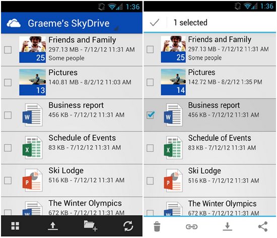 Microsoft lanza la versión móvil de SkyDrive para Android 1