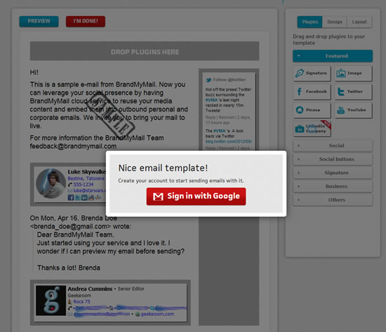 BrandmyMail: Servicio para agregar firmas y redes sociales a tus correos de Gmail 5