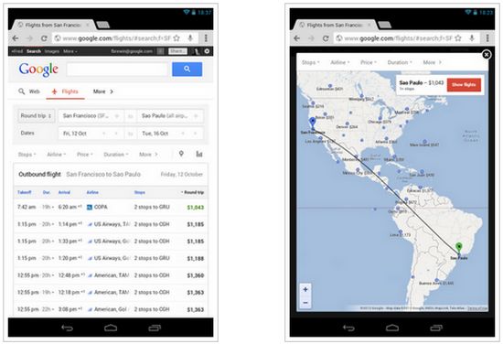 Google anuncia búsquedas y reservas de vuelos optimizados para tabletas 1