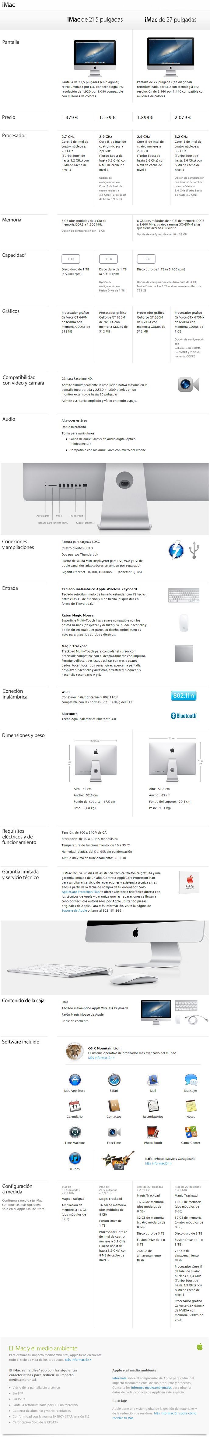 Apple anuncia la Nueva iMac en 21.5" y 27" - Especificaciones técnicas completas 2