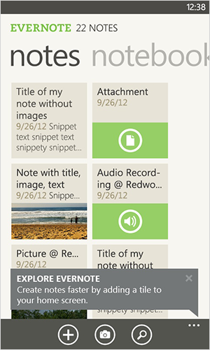 Evernote se actualiza para su versión de Windows Phone 1