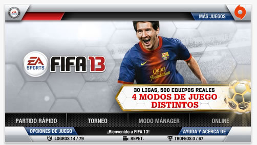 FIFA 13 con 4 modos de juego: Rápido, Torneo, Mánager y Online 1