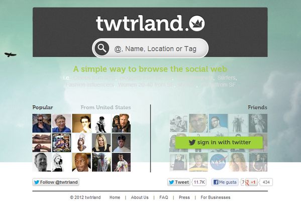 Twtrland, una manera simple y diferente de descubrir personas y organizaciones a seguir en Twitter 1