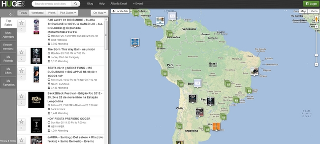 HUGEcity, encuentra en un mapa todos los eventos que se publican en Facebook alrededor del planeta 1