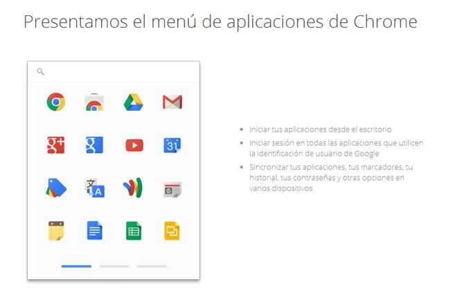 Menú de aplicaciones de Chrome