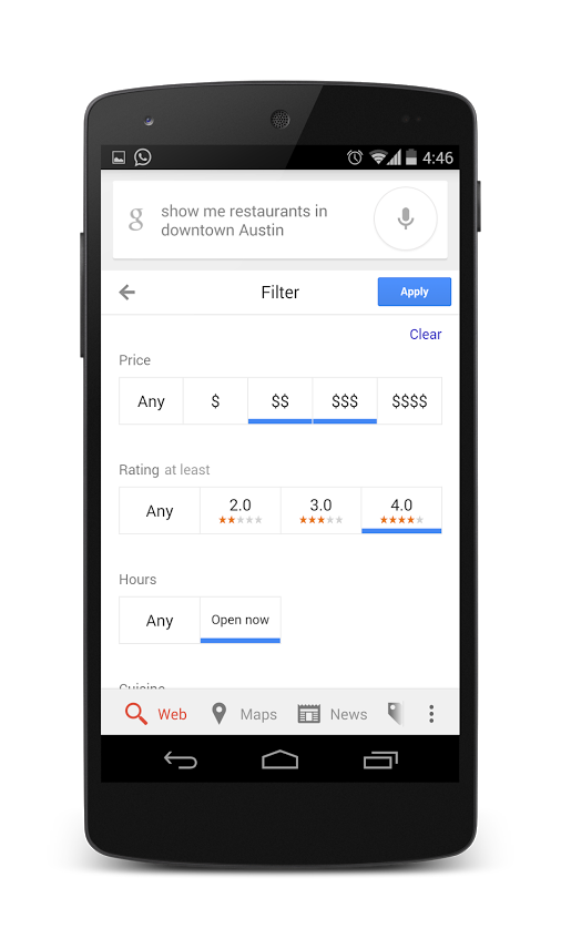 google-search-android-restaurantes-filtros