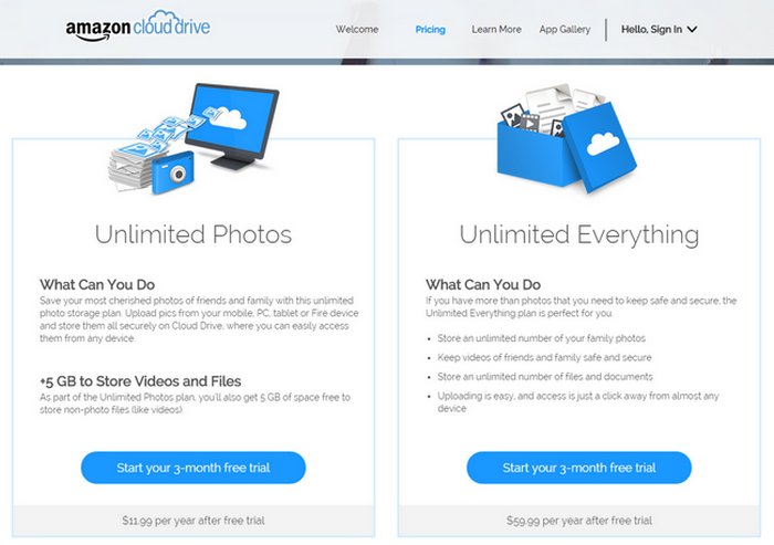 amazon drive costs and google drive cost