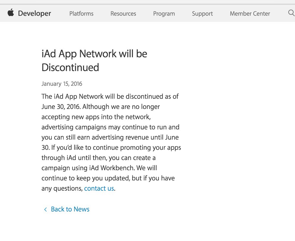 Apple no es perfecto, anuncia el final de su plataforma de publicidad iAd. 1