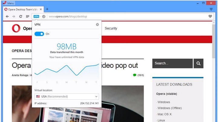 El navegador Opera (Mac, Linux, Windows) integra VPN gratuito para una navegación más segura