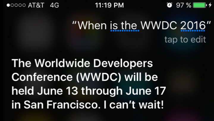 Apple confirma lo dicho por Siri sobre la fecha de la WWDC 2016