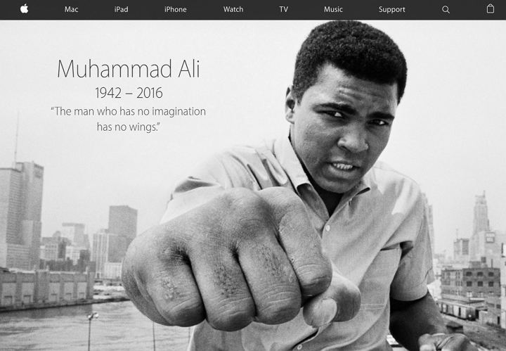 Apple rinde homenaje a Muhammad Ali en su página de inicio