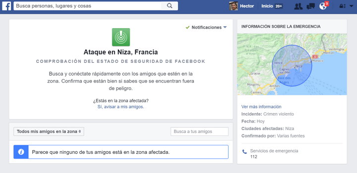 Facebook activa la Comprobación del Estado de Seguridad en Niza, Francia, ante un nuevo y cobarde ataque terrorista