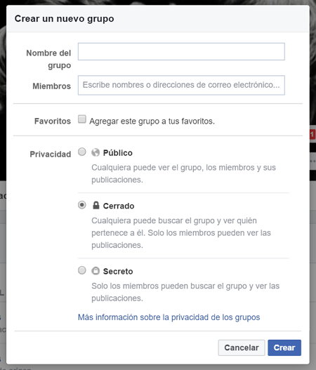 facebook crear grupos info