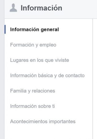 informacion perfil de usuario Facebook