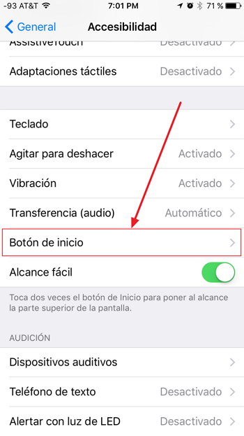 iOS 10 - Botón de Inicio
