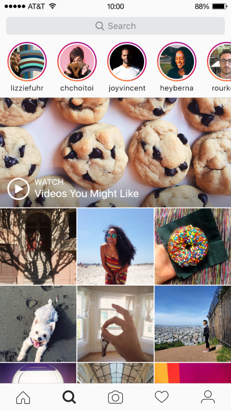 Historias de Instagram - Buscar y Explorar
