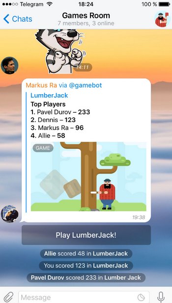 Telegram - Plataforma de Juegos 1.0 - Scores