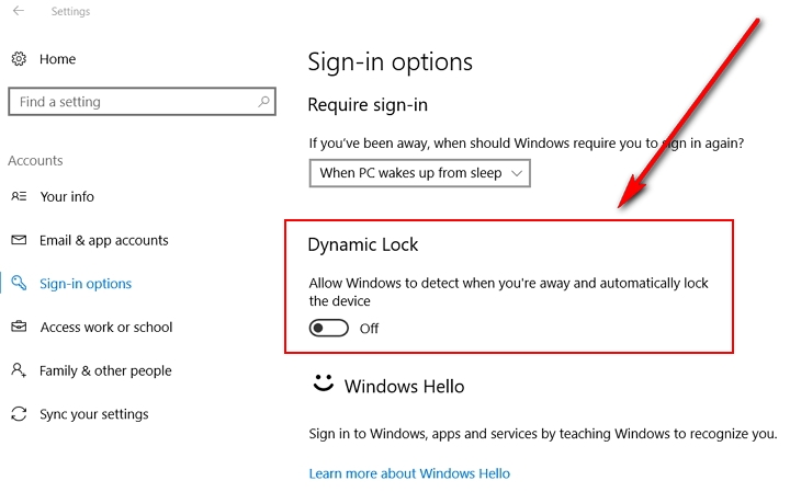 Windows 10 Bloqueo Dinámico - Dynamic Lock