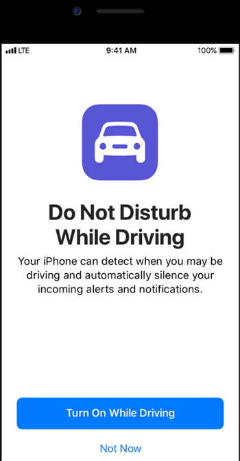 Apple iOS 11 - Do Not Disturb While Driving